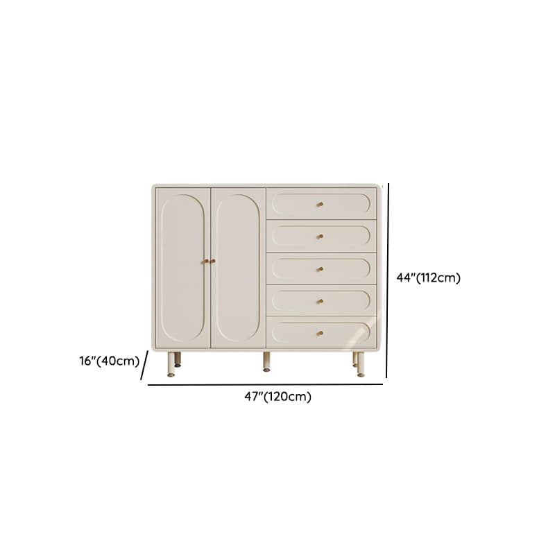 Chalk Casual Composite Wood Combo Dresser with 5 Drawers, Hutch, 3 Interior Shelves, Horizontal/Vertical - image 12
