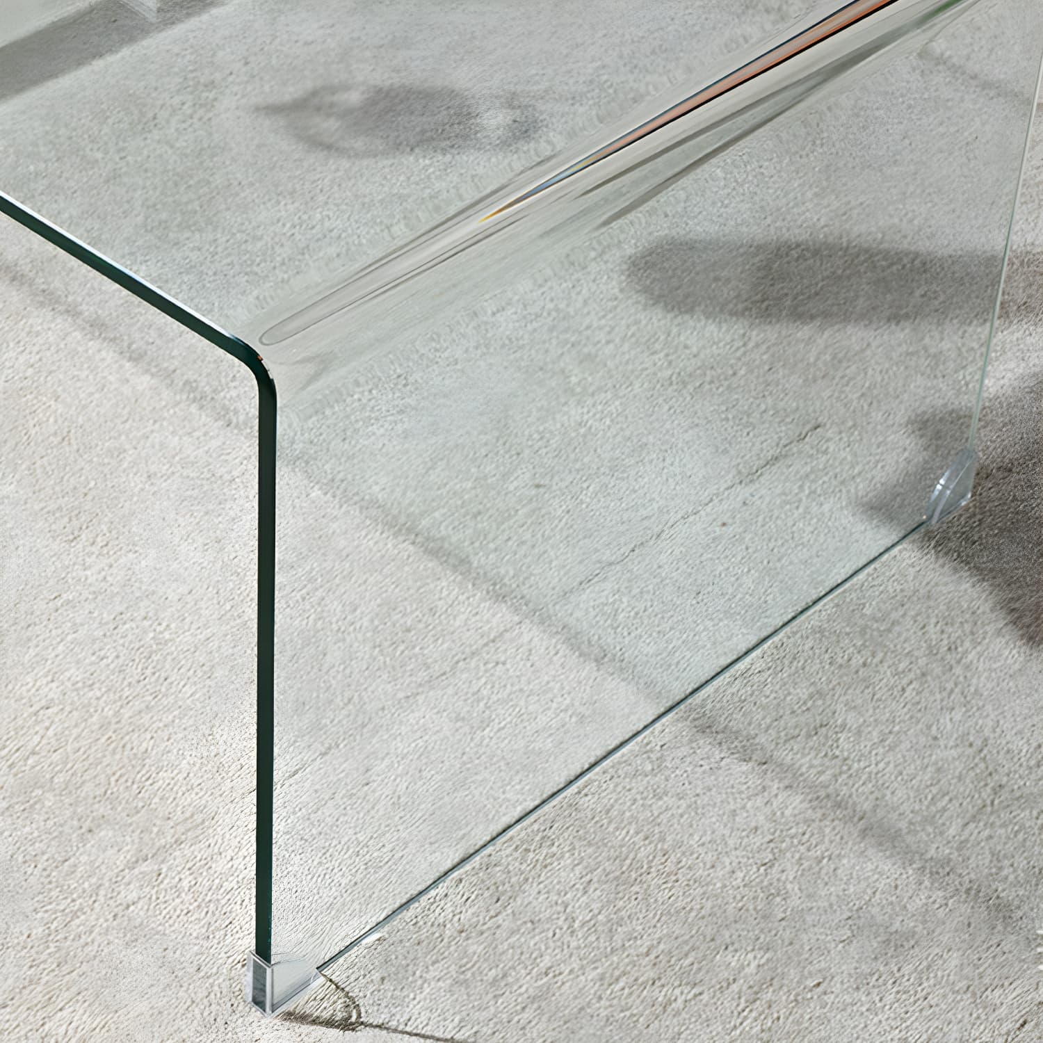 Contemporary Glass Sled Coffee Table Rectangle Cocktail Table - image 8