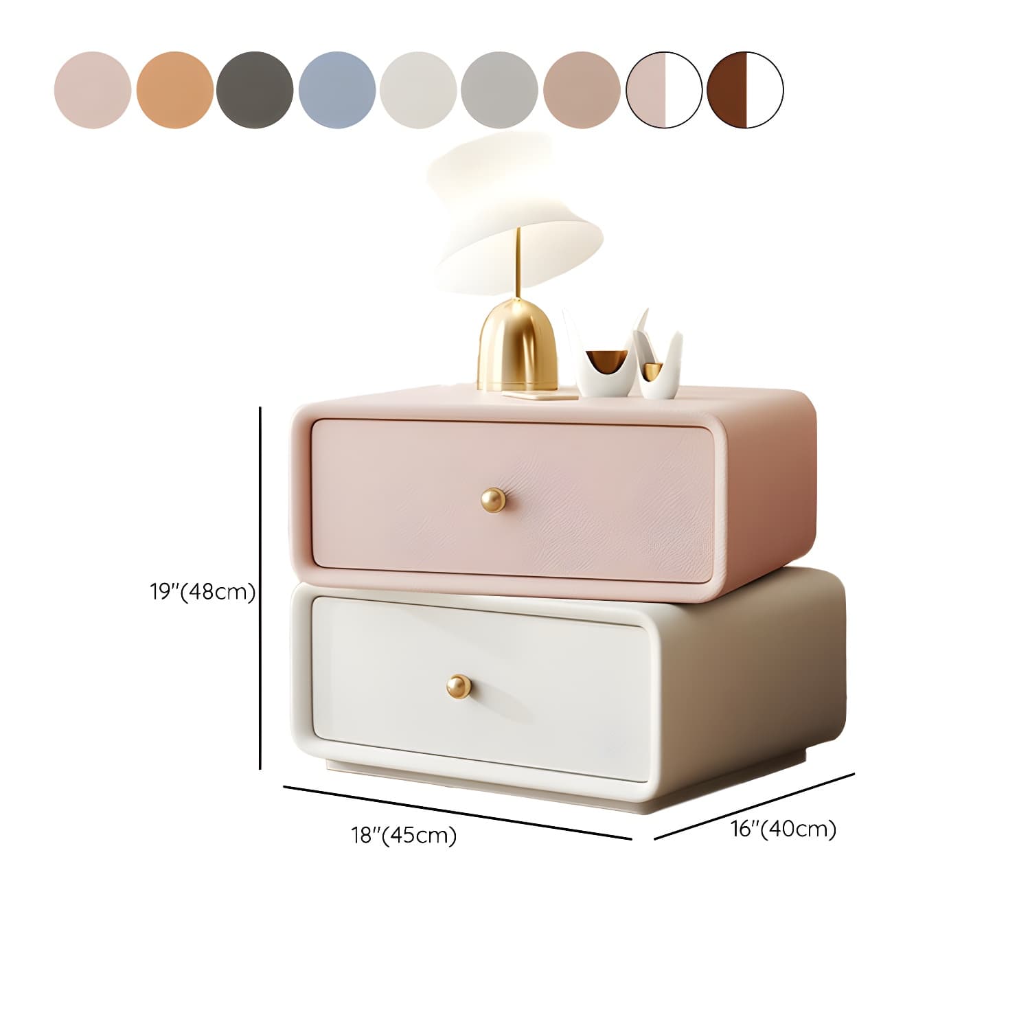 Modern Wood Nightstand with 2 Drawers - Faux Leather Countertop - Small and Stylish - image 22