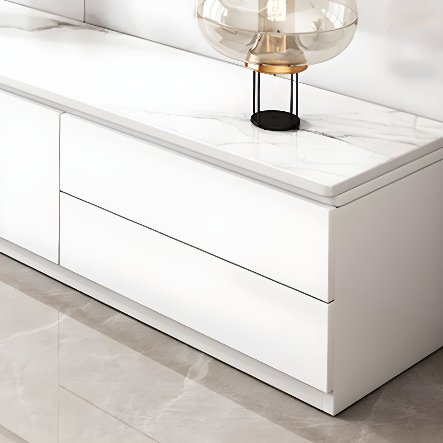 Stone Contemporary with Drawers Wood with Cabinet Media Console - image 12