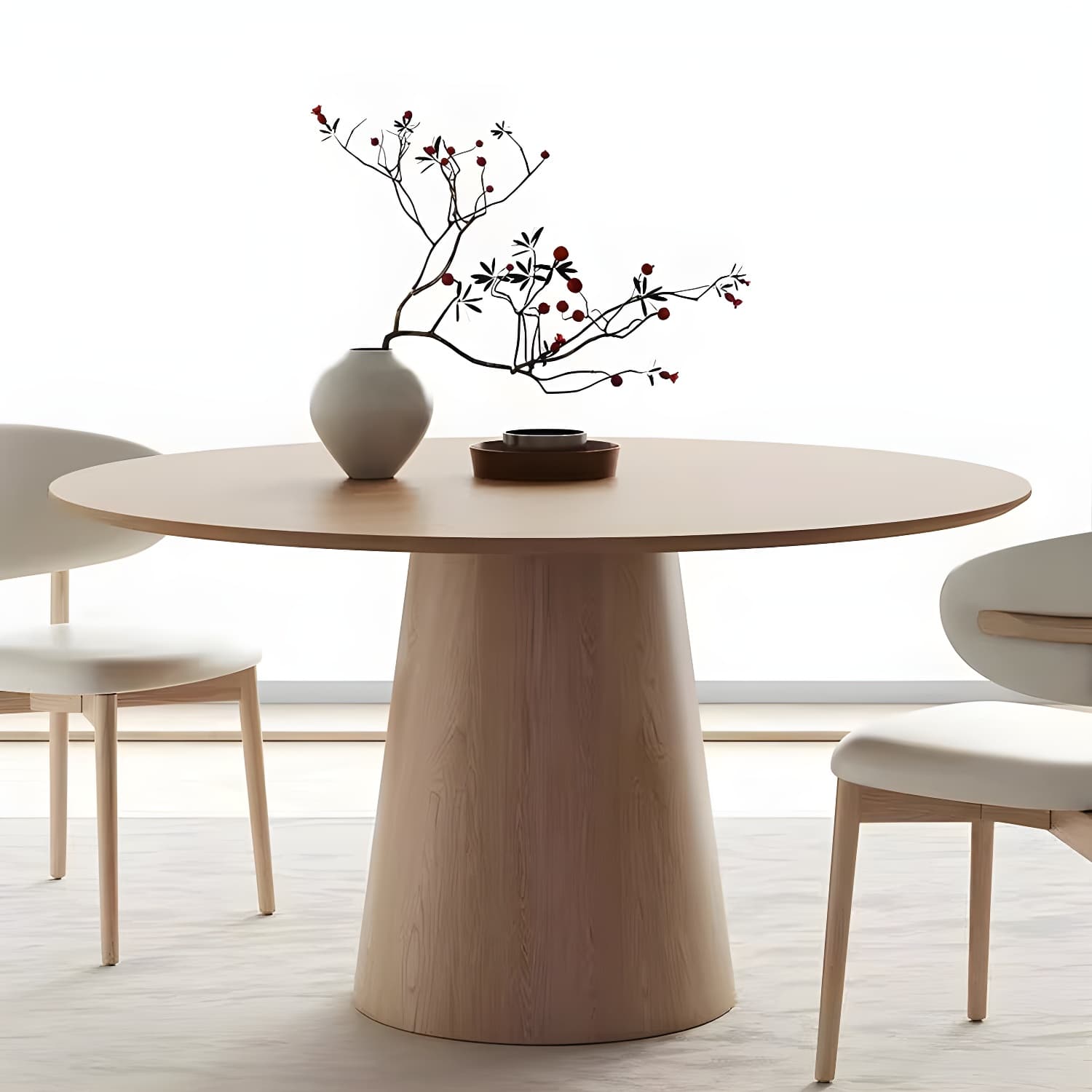 Solid Wood Round Top Dining Table Set with Cushioned Chair for Home - image 6