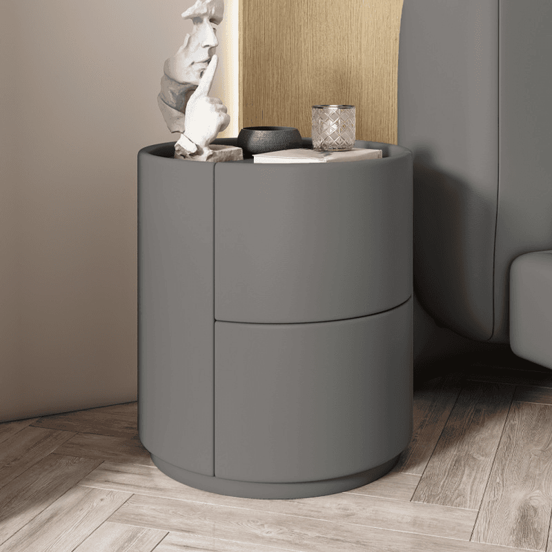 Trendy Vinyl Leather Cylindrical Drawer Storage Nightstand Multi Color - image 3