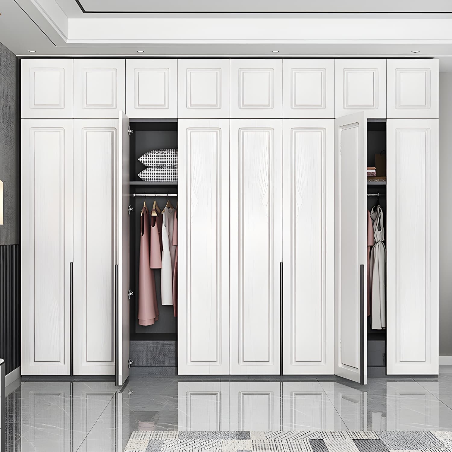Modern Style Wooden Wardrobe Soft Close Door Wardrobe Closet with Drawer - image 4