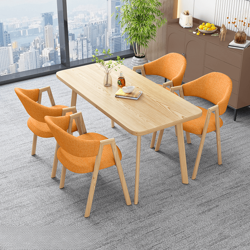 Casual Dining Table Set with Natural Wood Finish, Reclaimed Wood Top, and Seating for 4 Chairs - image 8