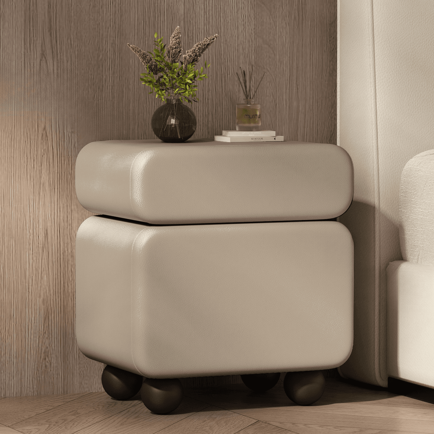 Modish Nightstand With Drawer Organization Featuring 1 Drawer, 1 Cabinet, Right Orientation, and Lumber Countertop - image 4