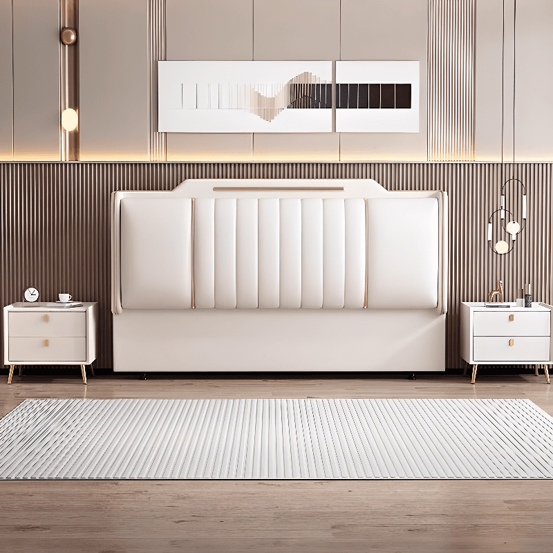 Modish Timber Framed Sponge Filling King(76"W x 80"L)/Queen(60"W x 80"L)/Full(54"W x 75"L) Standard（36-55“） Stepped No Distressing Wingback Headboard - image 9