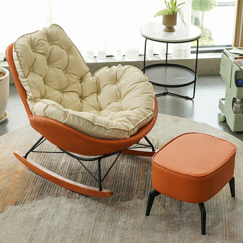 Ergonomic and Stationary Solid Wood Maternity Rocking Chair with Back and Flared Arm - image 15