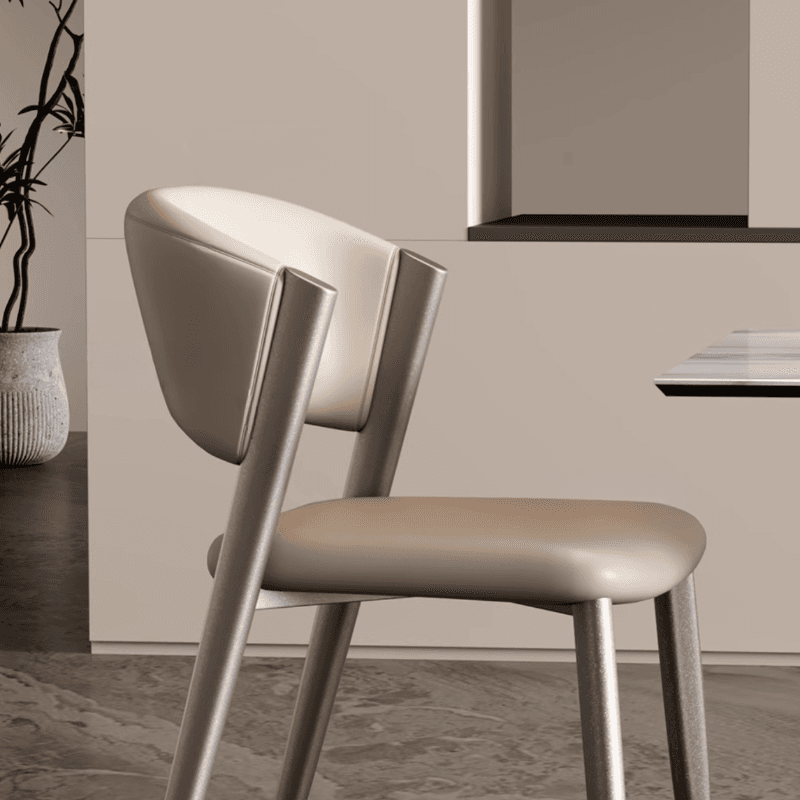 Modish Armless Chair with Exposed Back, Cushioned, Grey Steel Legs - image 17