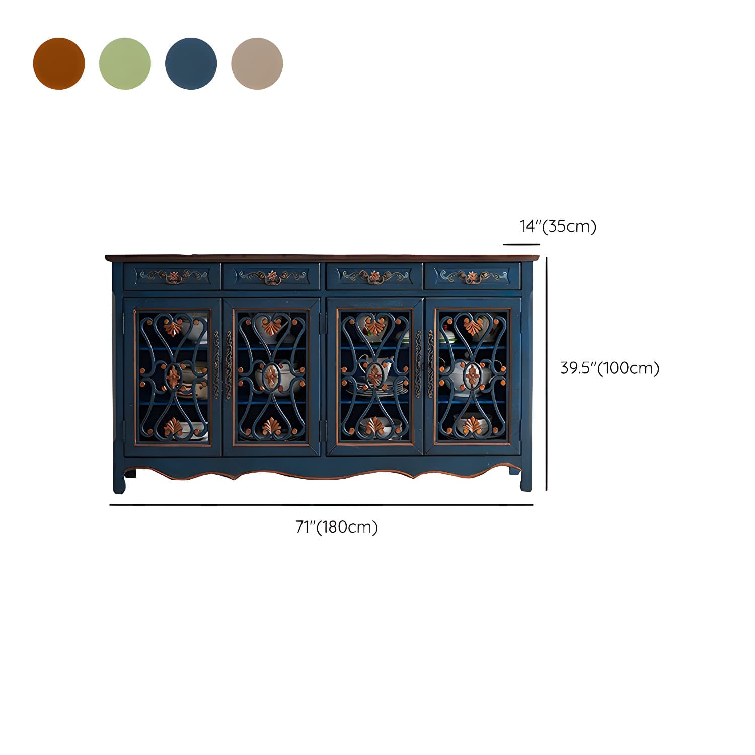 Industrial Cabriole Legs Storage Cabinet Solid Wood Storage Cabinet - image 17