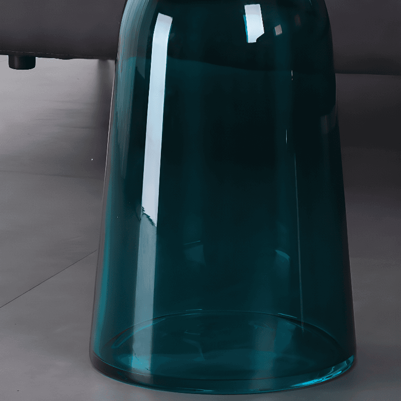 Simplistic Single Side Table with Hardened Glass and Plinth Base, Rounded Top - image 11