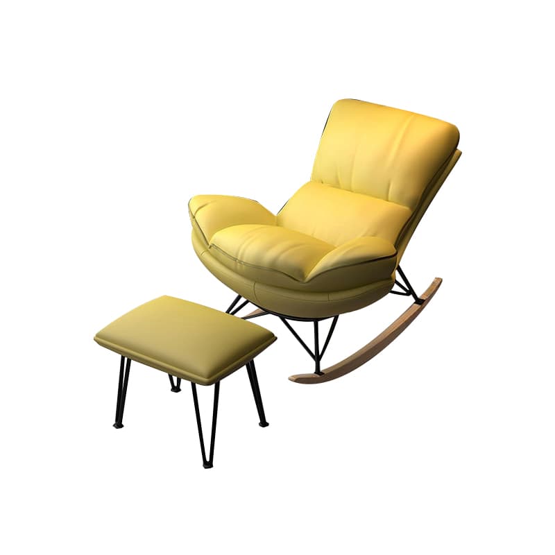 Stylish Upholstered Indoor Rocking Chair with Natural Wood Legs - image 13