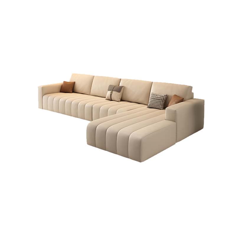 Modern Beige Sectional Sofa in Anti Cat Scratch Fabric with Square Arm - image 11