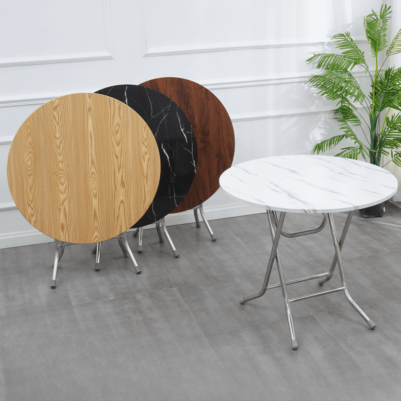 Art Deco Sepia/Natural Color/Cream Rounded Dining Table with Timber Top, Portable and Collapsible for 2 People - image 7