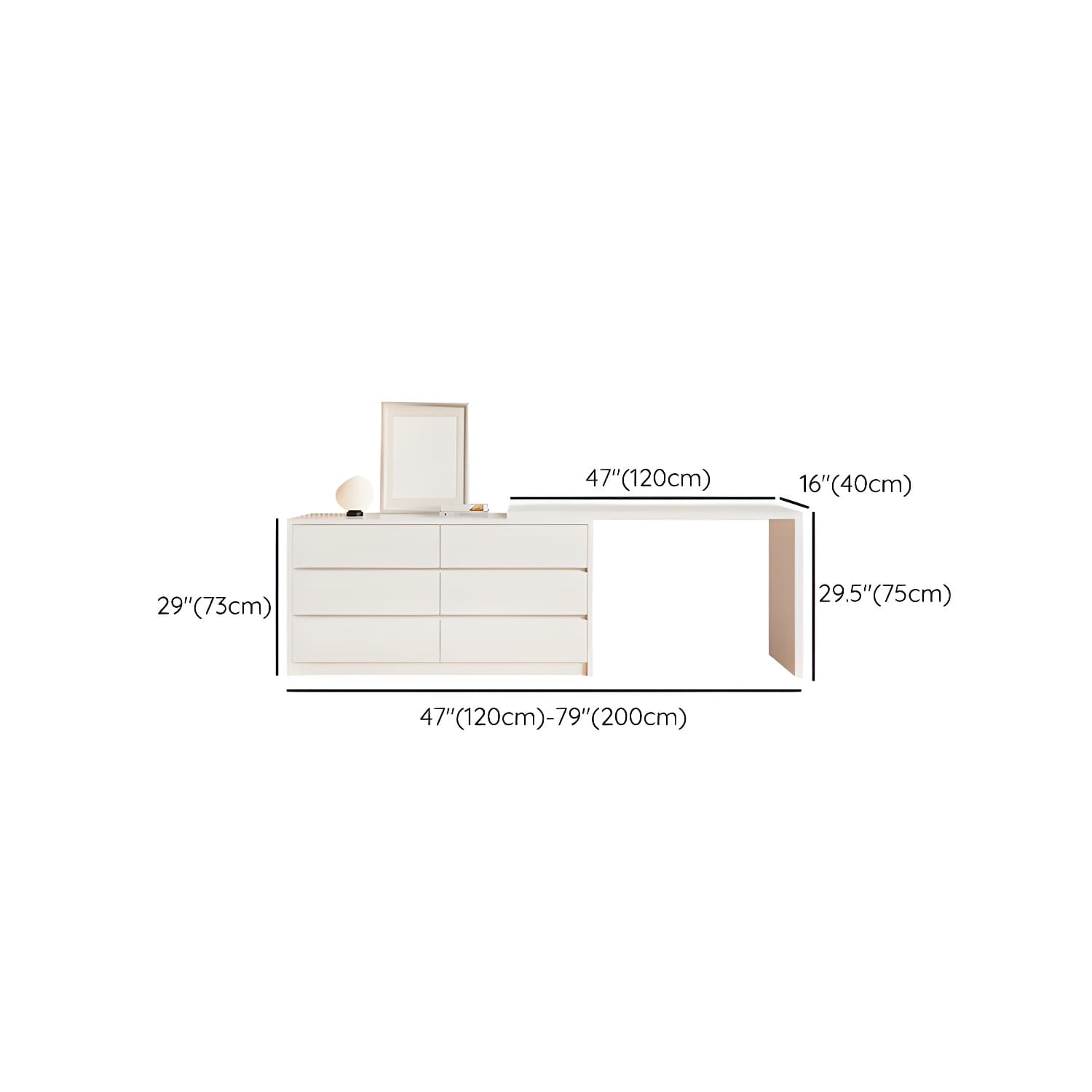Contemporary White Wood Rectangle Top Make-up Vanity with Lighted Mirror - image 14