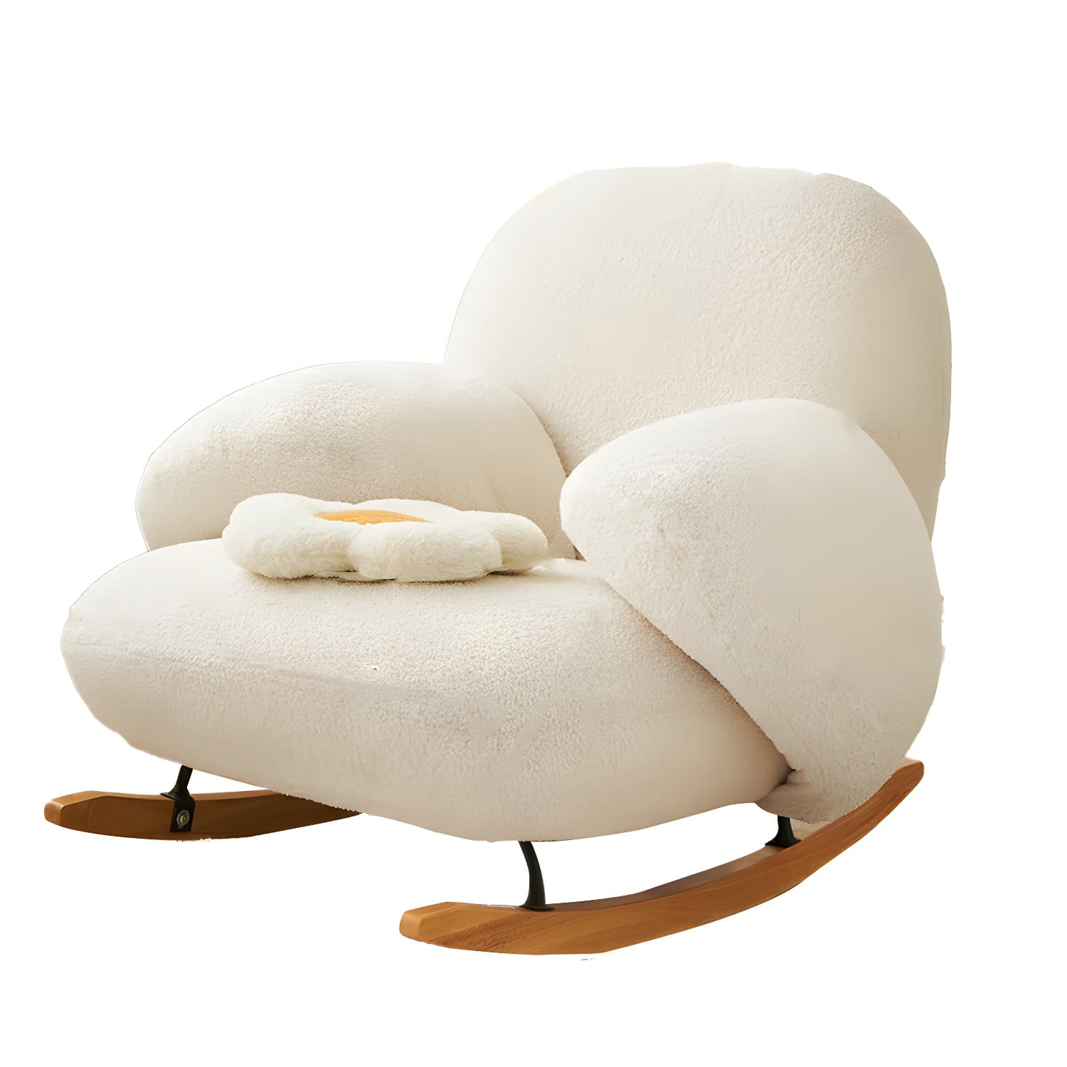37" Wide Solid Wood Upholstered Rocking Accent Chair with Legs - image 8