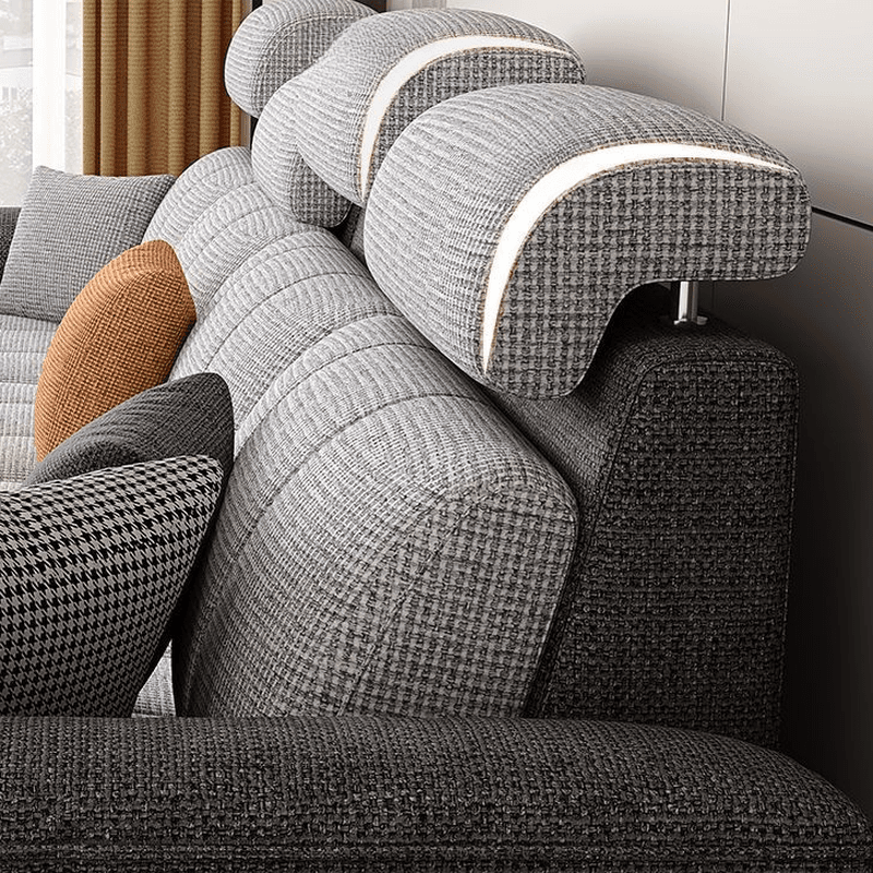 Straight Scratch-repellent Sofa with Side Pocket and Horizontal Flared Arm, Includes 1 Ottoman - image 8