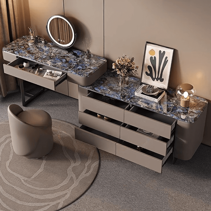 Vanity Set in Tan with 7 Drawers, Scalable and Push-Pull Features - image 7