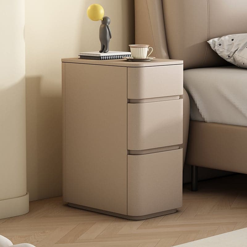 Minimalist Drawer Storage Nightstand with 3 Drawers and Artificial Leather Countertop - image 3