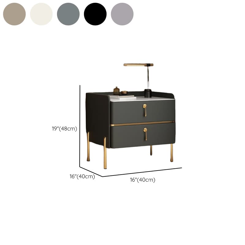 Stylish/Art Deco Drawer Storage Nightstand with 2 Drawers, Stone Countertop, and Leg - image 12