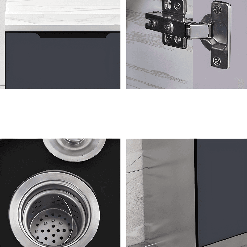 Grey Simple Sideboard with Standard/Narrow Size, 1 Shelf, Sintered Stone Countertop, and Multiple Doors Larder Storage - image 4