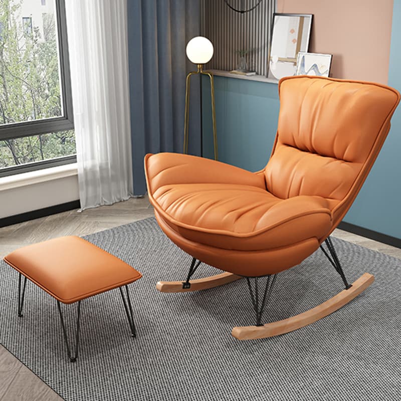 Elegant Upholstered Rocking Chair with Natural Wood Legs - Modern Style for Chic Home Decor - image 11