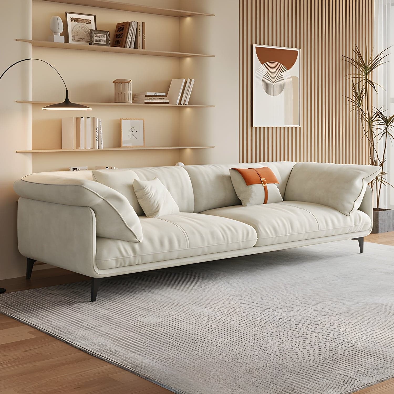 Wood Standard Modern Sofa, 83x35x33 inches Non-Distressed with Pillows, Black Legs - image 9