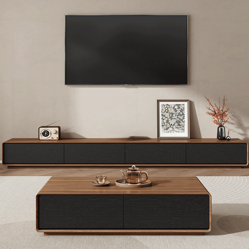 Art Deco Lumber Rectangle TV Stand with 4 Drawers - image 8