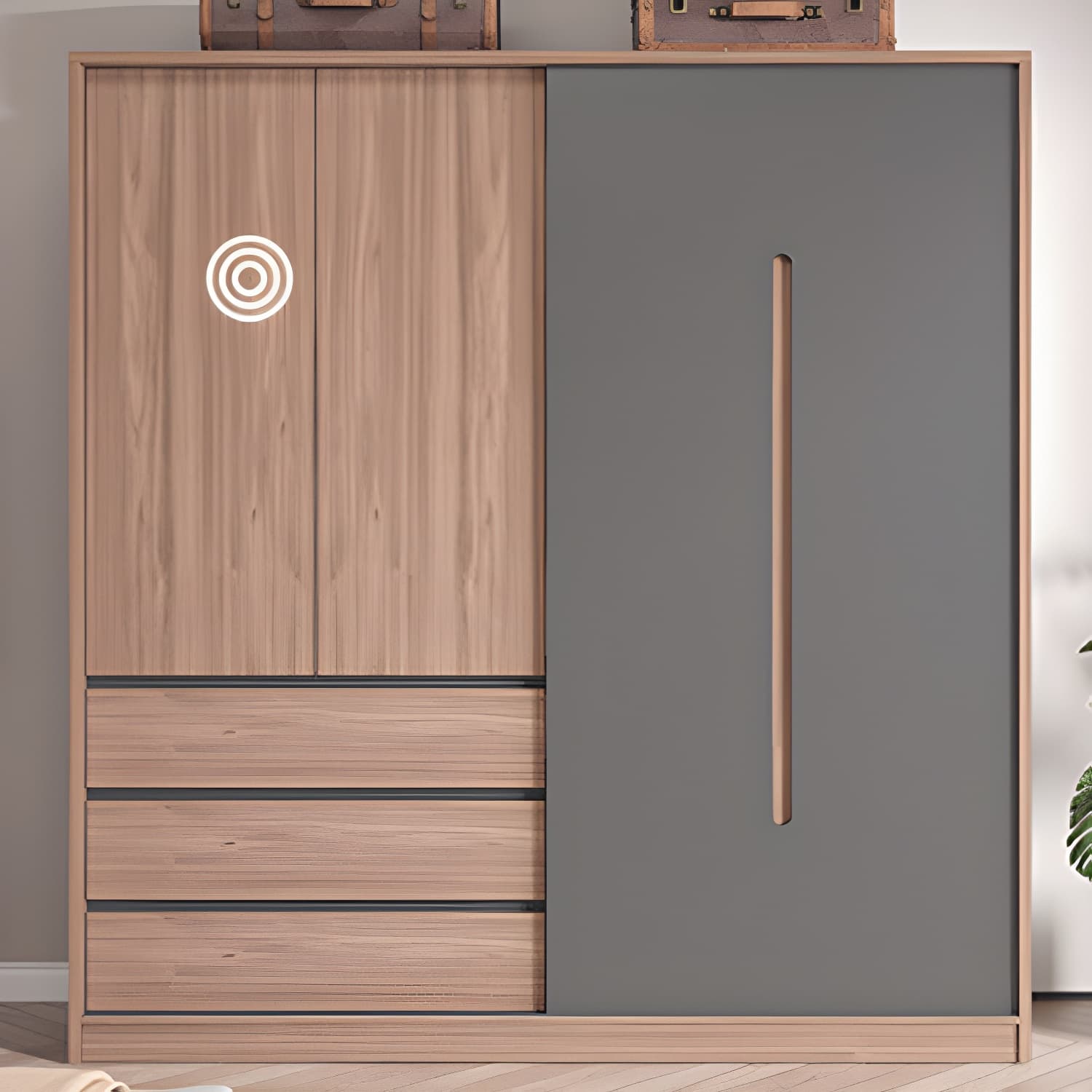 Contemporary Sliding Door Storage Cabinet Bedroom Cabinet with Drawers - image 10
