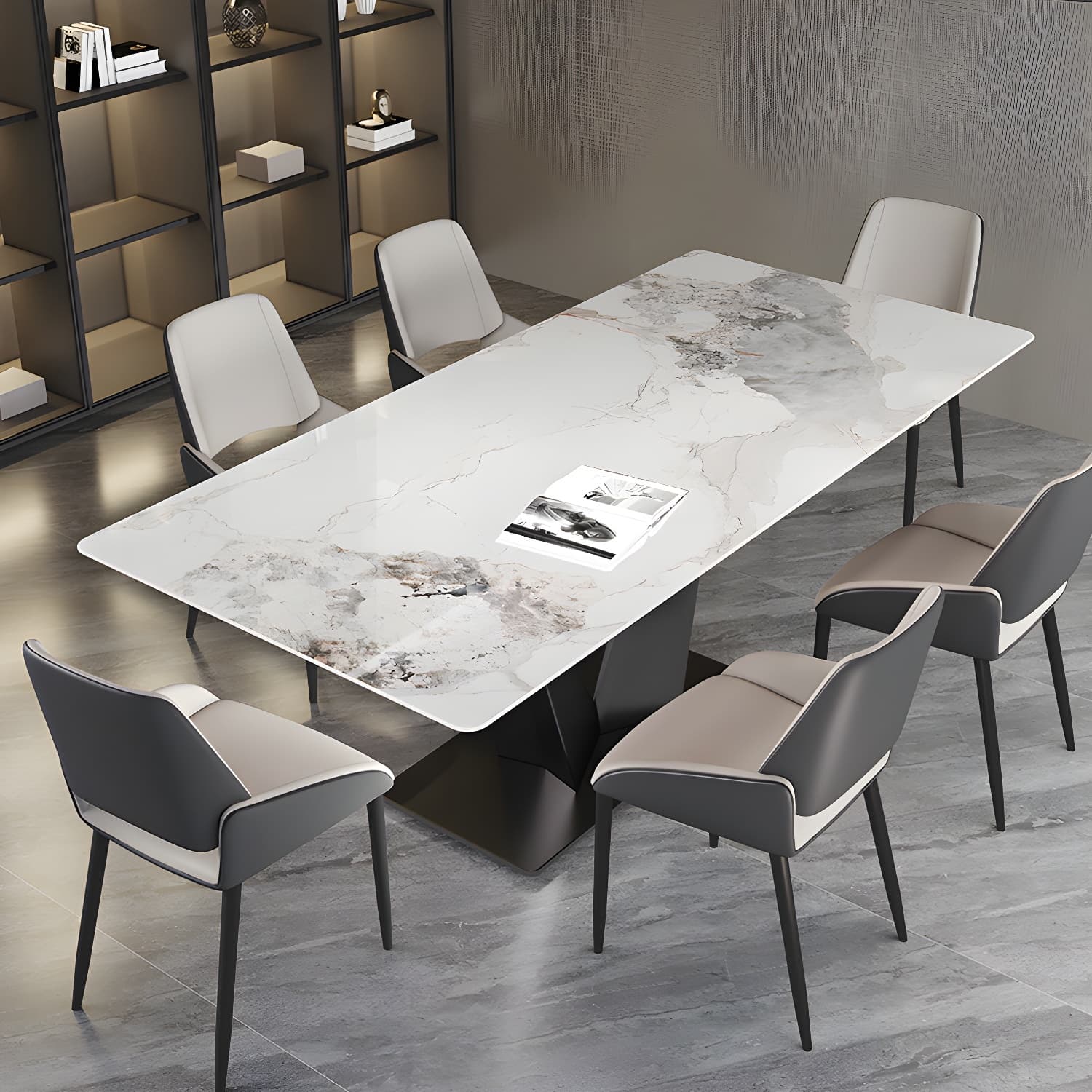 Modern Rectangle Sintered Stone Table Set 1/4/5/7 Pieces Dining Set - image 3