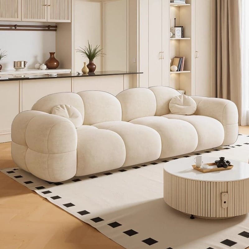 Trendy Solid Color Stain Resistant Loveseat in Black/Dark Gray/Taupe for 2 People with 2 Pillows - image 7