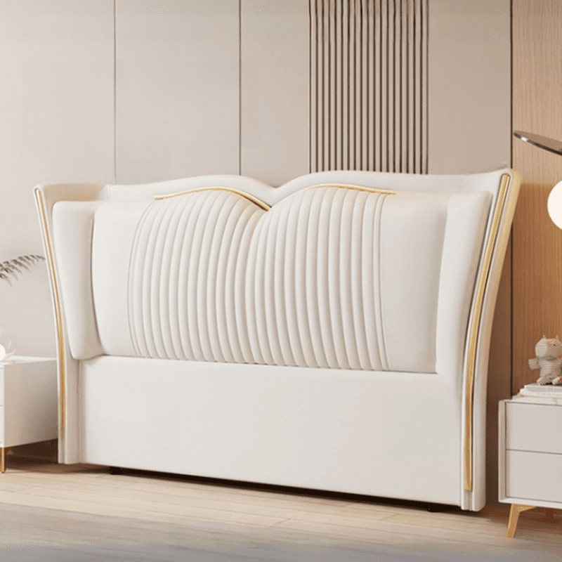 Modern Simple Style Wingback Headboard in Natural Wood for King/Queen/Full Bed with No Distressing, Sponge Upholstery, Free-standing Standard Height - image 7