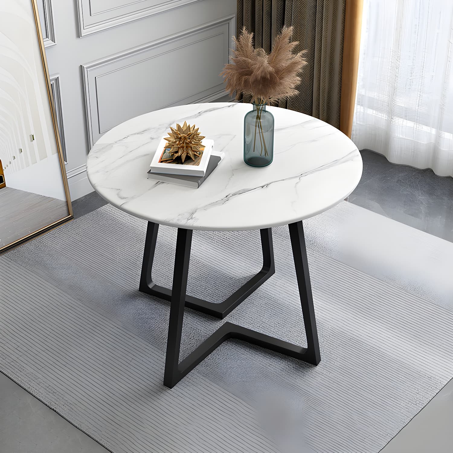 Contemporary Round Dining Table Sintered Stone Dining Table for Dining Room - image 4