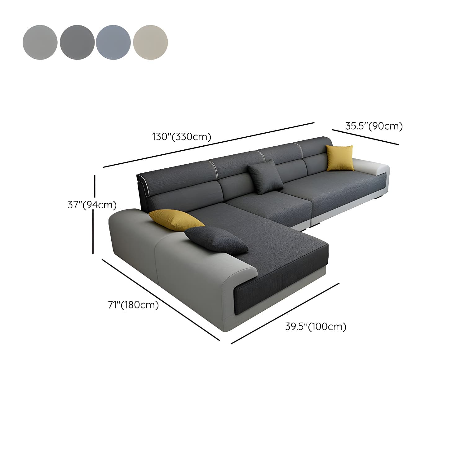 Modern L-Shape Wood Frame Sponge Cushion Back Sectional Sofa Chaise (10 Feet) - image 15