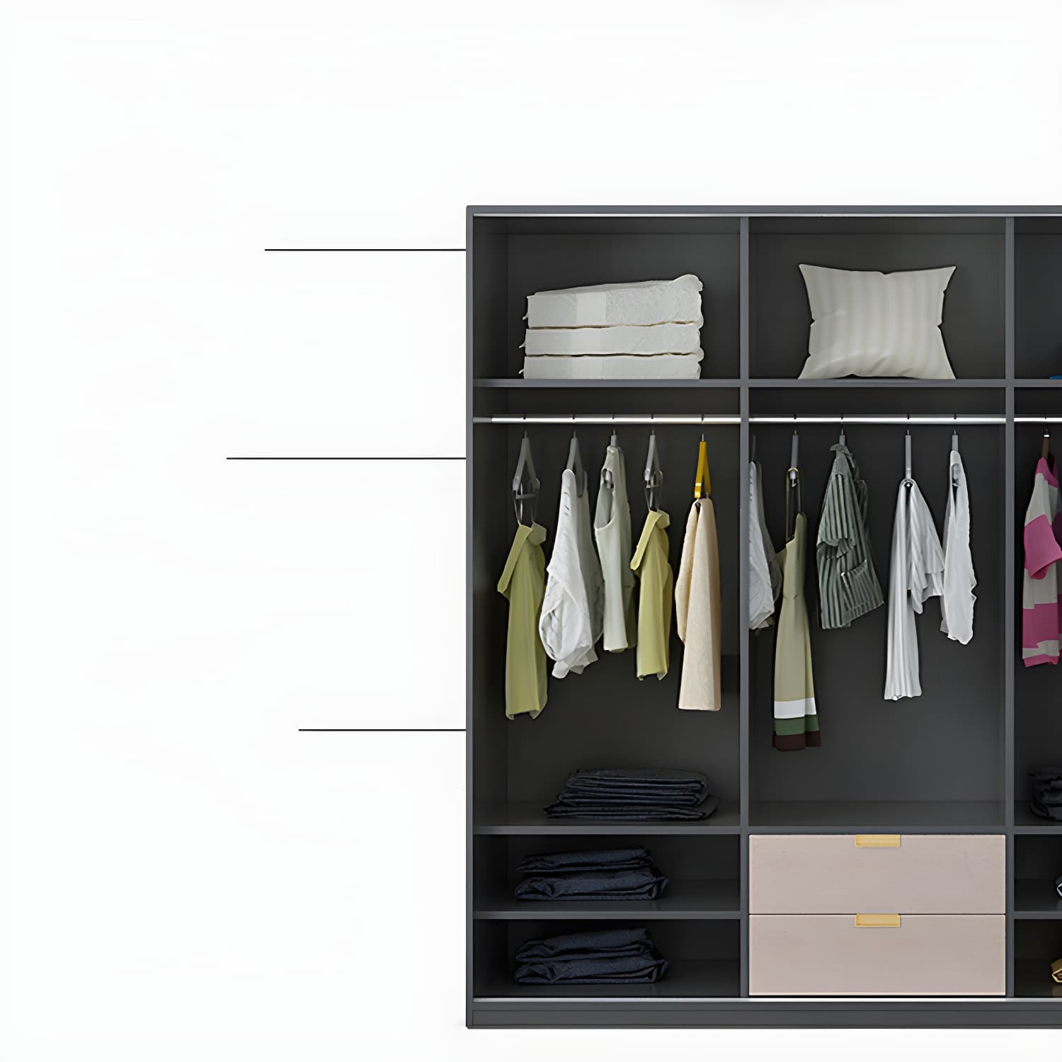 Black Wardrobe Cabinet Contemporary Glass Wardrobe Armoire for Home - image 9