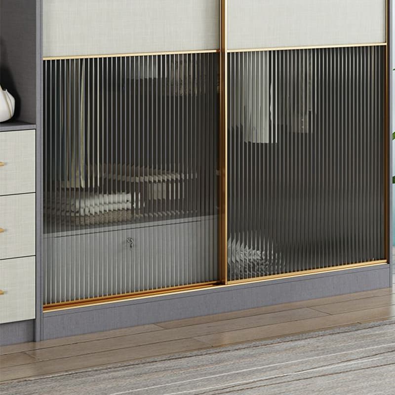 Contemporary Grey Wood Freestanding Cabinet Armoire with Lock, Interior Shelves & Soft Close Drawer - image 10