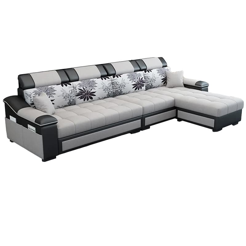 Cushion Back Wood Black 9 Feet Pillow Top Arm Sectional Sofa - image 8