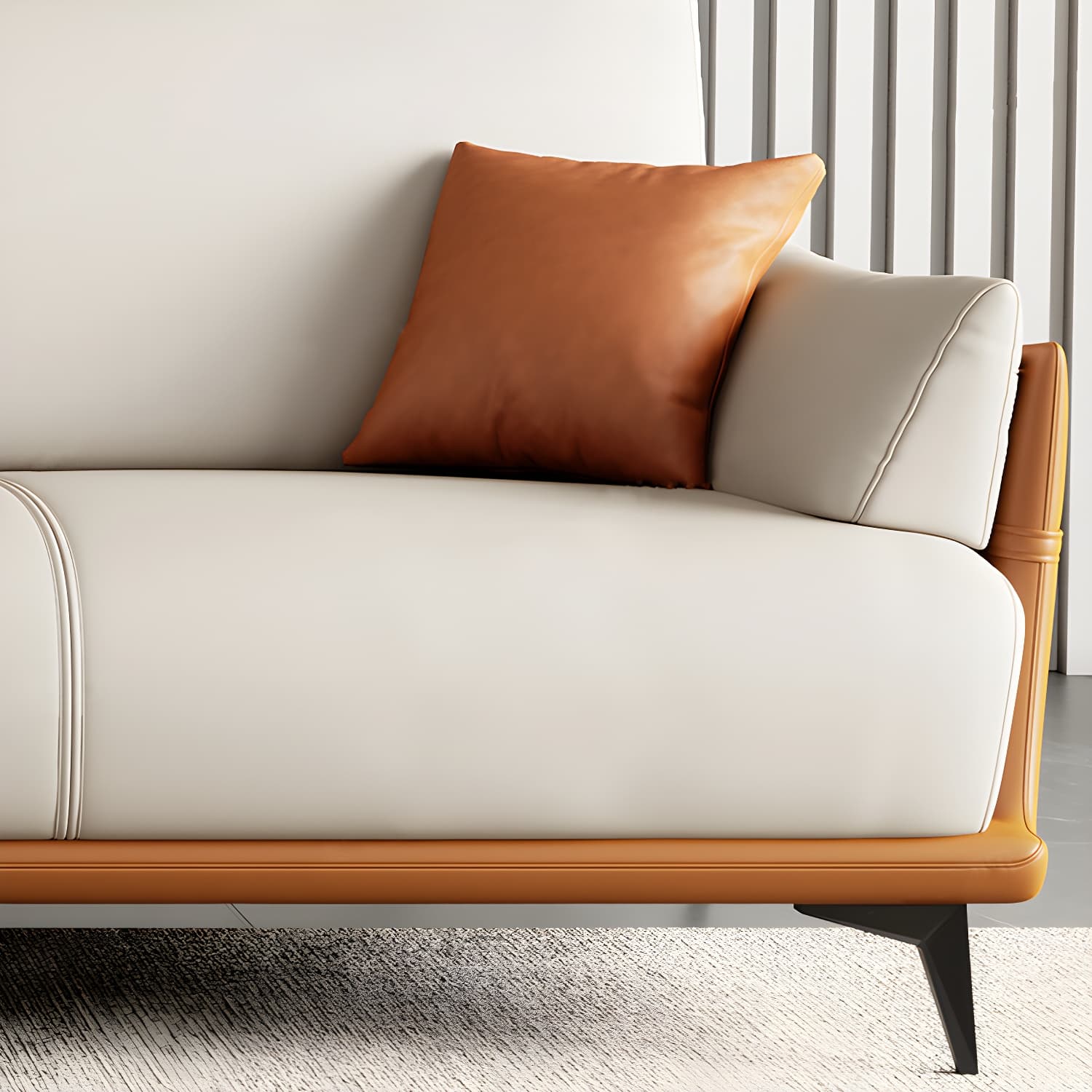 Modern Genuine Leather Sectional Sofa with Wood Frame and Stationary Design - image 9