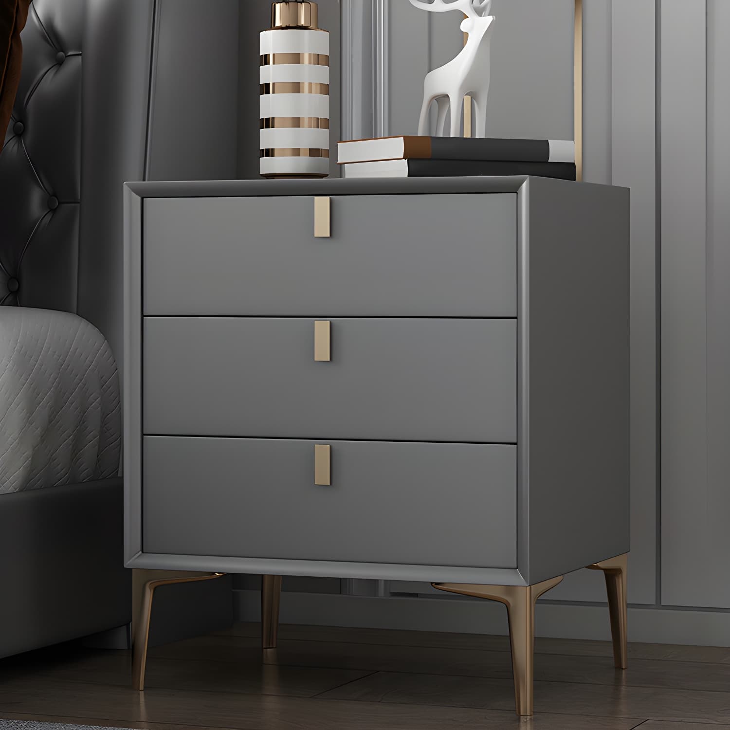 Modern Wood Bachelor's Chest with 3 Drawers and Faux Leather Countertop - image 8