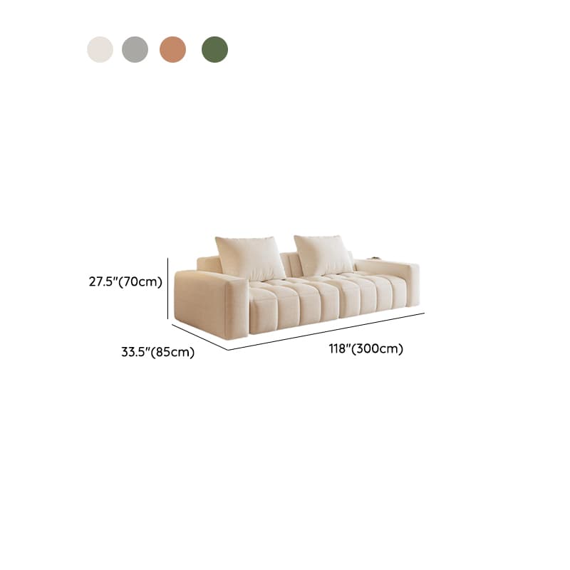 Contemporary Solid Color Tear Resistant Standard Sofa in Light Gray/Light Green/Ivory with Seating Capacity for 4/5 and 2 Pillows - image 19