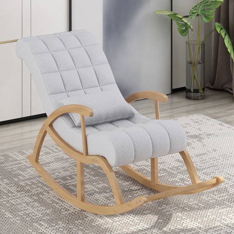 Modern Upholstered Rocking Chair with Removable Cushions - Stylish Pine Frame and Included Pillow - image 10