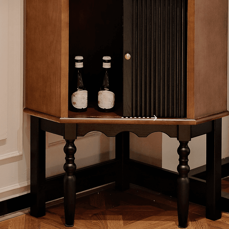 Modern Simple Nook Detached Accent Cabinet with 1 Cabinet, 3 Exterior Shelves, Cabinet Knobs, and Midnight Black/Light Brown Top - image 9