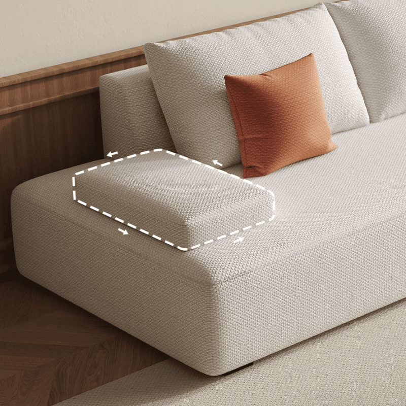 Modish Solid Color Stain Resistant Standard Sofa in Black/Light Gray/Beige for 6-Seater with 2 Pillows - image 14