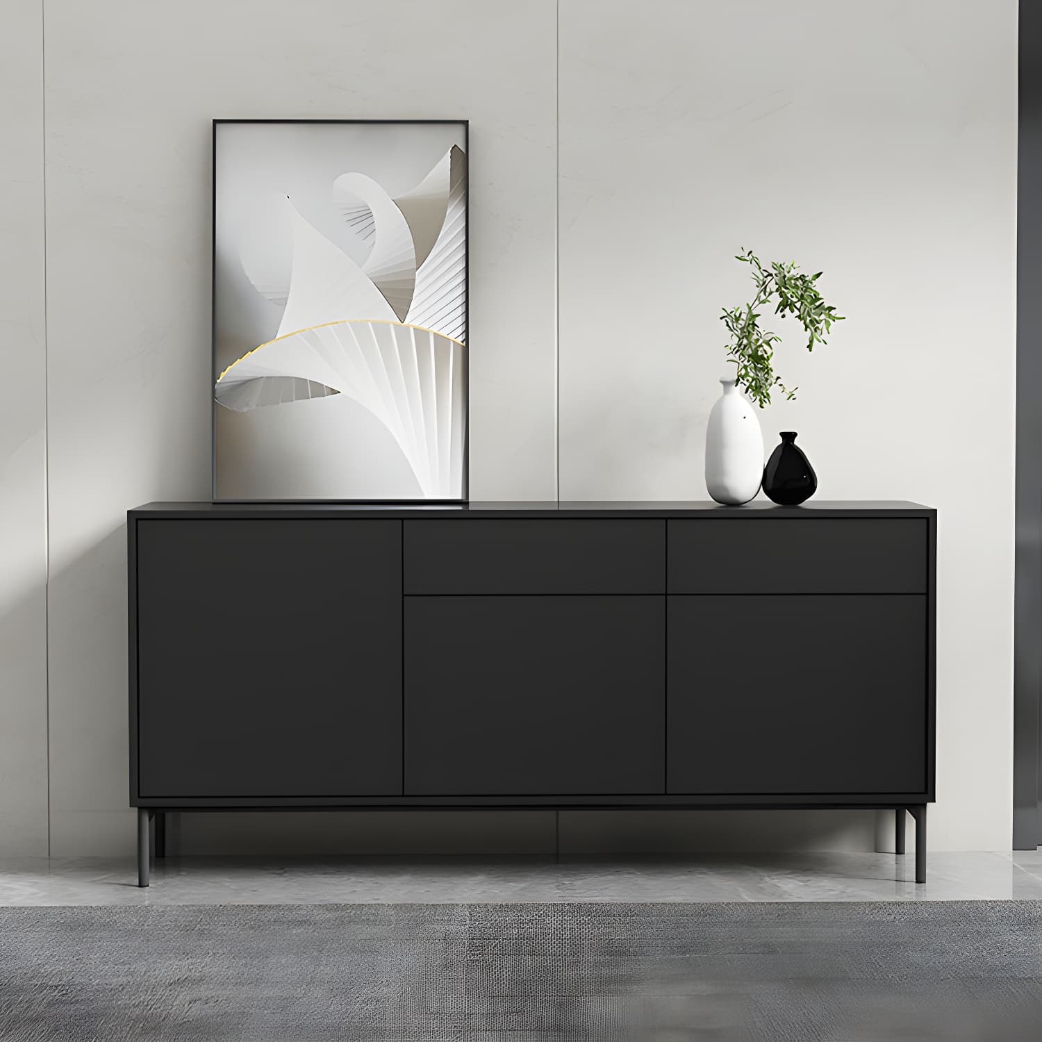 Wooden Rectangle Sideboard Cabinet Modern Kitchen Sideboard for Home - image 18