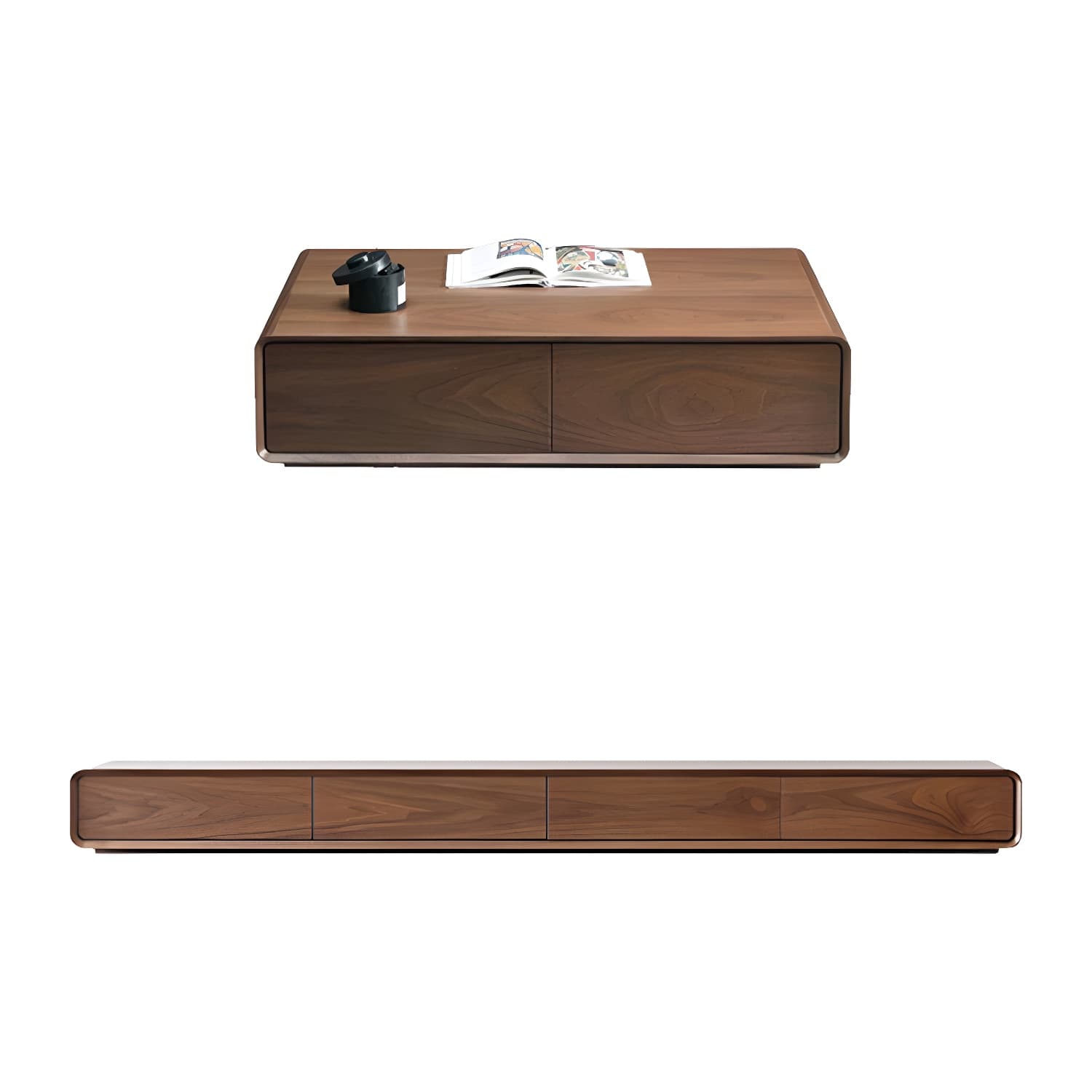 Brown Wooden TV Stand with Drawers and Soft Close Drawer Glides - image 5