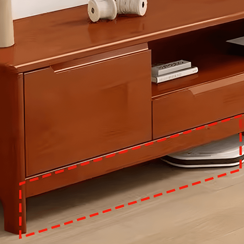 Modish Pine Wood TV Stand with Shelf, 2 Drawers, 2 Cabinets, and Unenclosed Storage - image 6