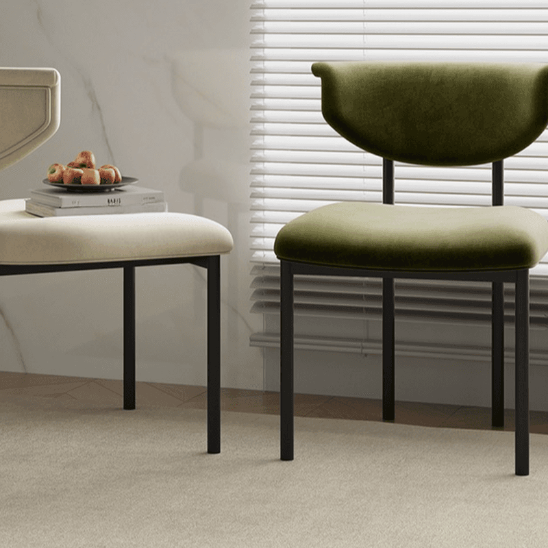 Scandinavian Style 1-Piece Side Chair Set with Upholstered Seats, Ink/Ivory Metal Legs, and Low Back - image 9