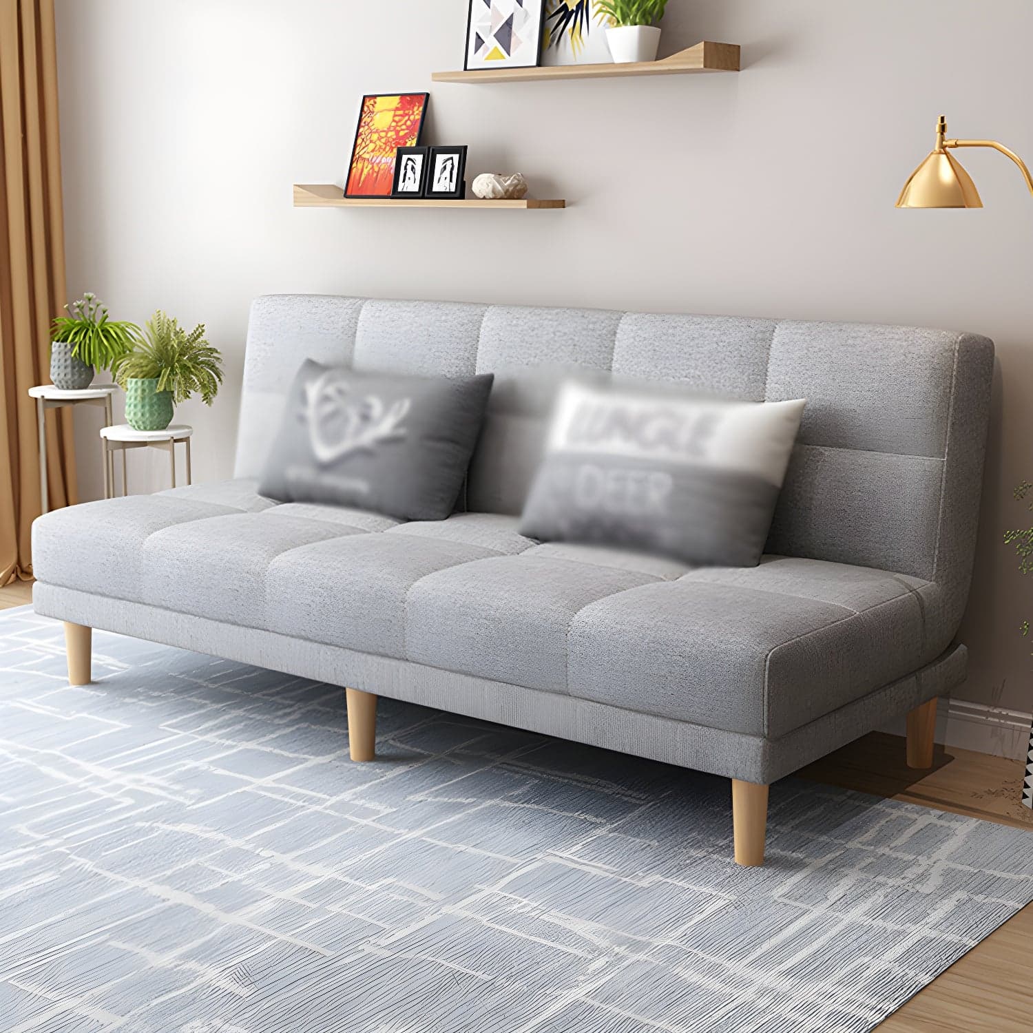Armless Tight Back Bed Settee Cotton Blend and Faux Leather Sofa Bed - image 8