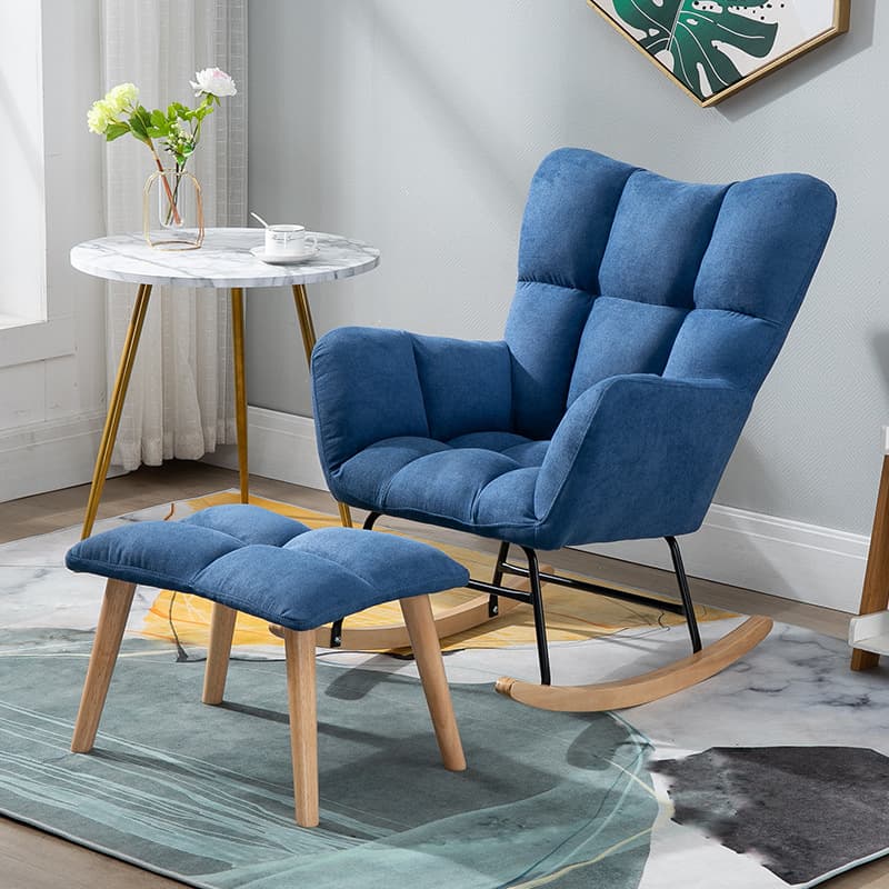 Contemporary Alloy Cushioned Living Room Rocking Chair 2 Piece Set with Footstool & Recessed Arm - image 23