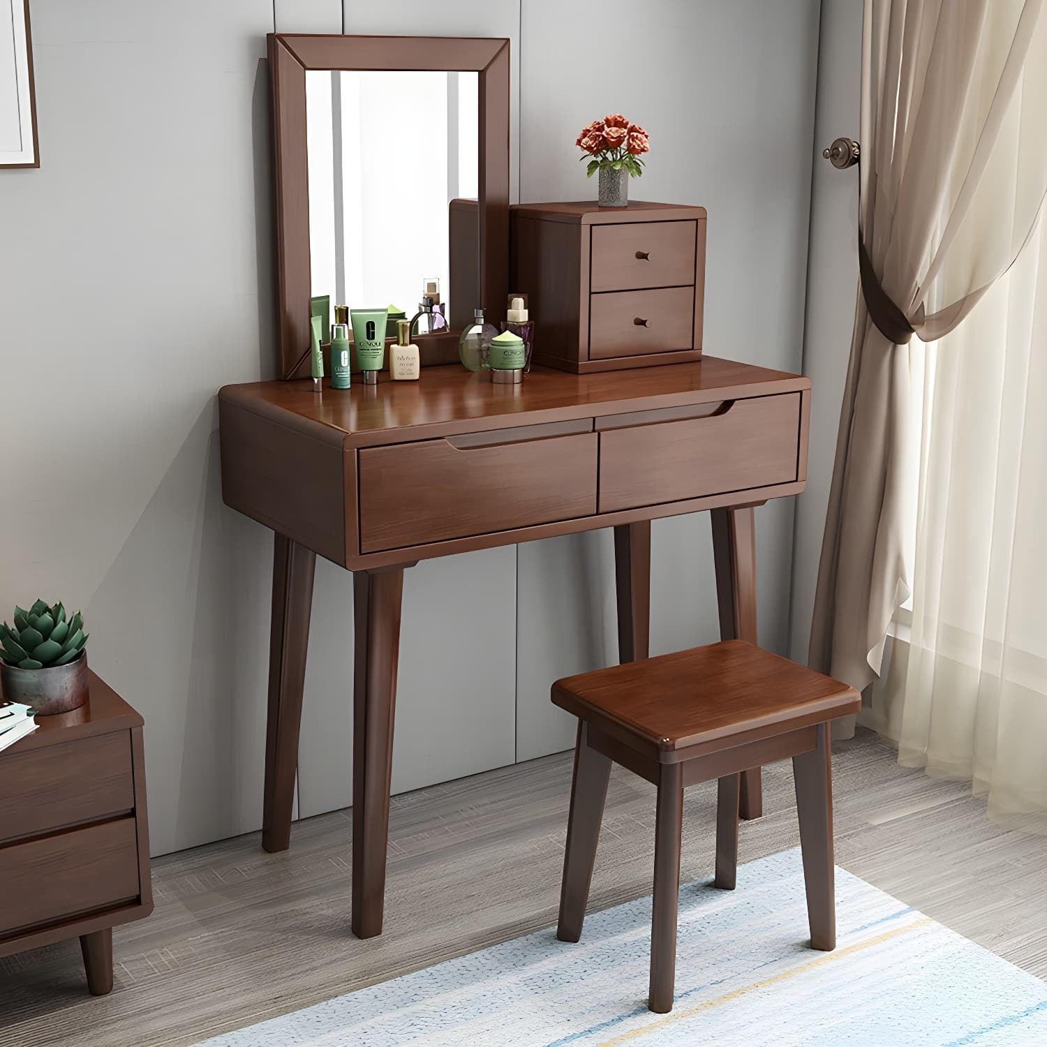Traditions Make-up Vanity Solid Wood Bedroom With Drawer Dressing Table - image 11