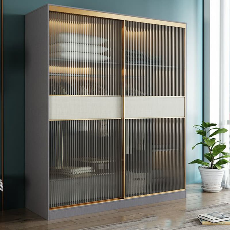 Contemporary Grey Wood Freestanding Cabinet Armoire with Lock, Interior Shelves & Soft Close Drawer - image 3